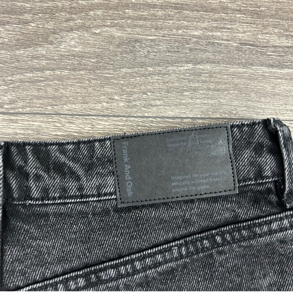 NWT Frank  and Oak Stevie Bermuda Jean Shorts High Waist Denim Black Size 25 - Picture 7 of 7